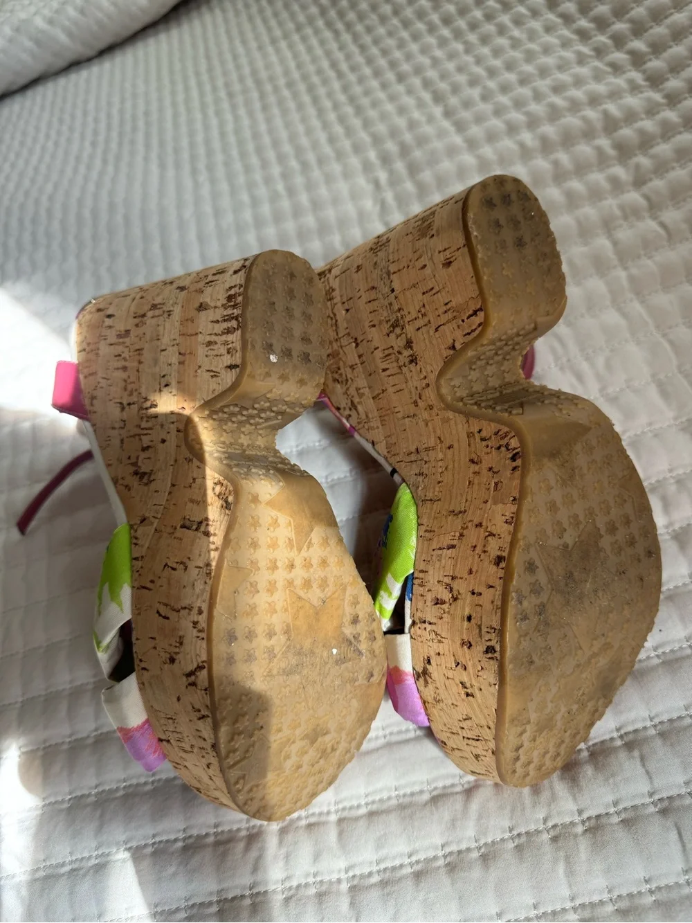Jimmy Choo Patent Pink Platform Cork Wedge Sandals